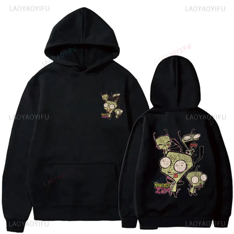 Cute Cartoon Invader Zim Invader Gir Graphic Zim Image Pullover Men Women Retro Thermal Hoodie Fashion Hoodie Streetwear Tops