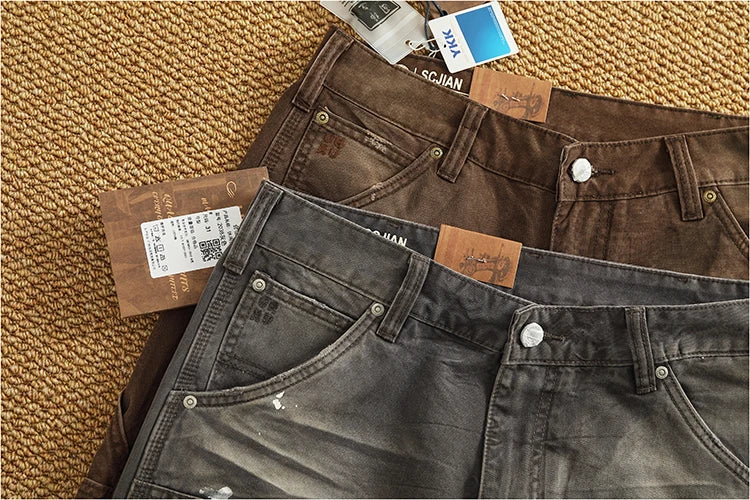 Heavy washing to do old shorts men high quality woven nail texture heavy cargo five quarter pants tide