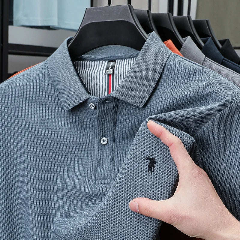 Luxury Autumn and Winter New Paul Brand Embroidered T-Shirt Top High-End Mens Business Casual Comfortable Hot-Selling Polo Shirt
