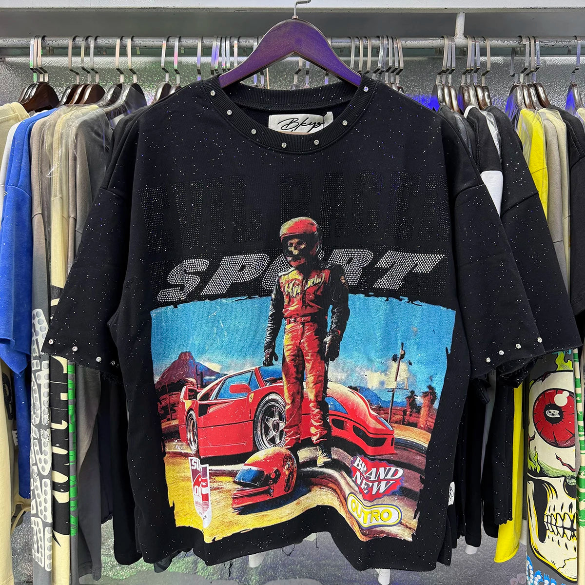 Shinning Bling Diamond Short Sleeve Cropped T-shirt for Men and Women Crew Neck Rhinestone Loose Cotton Summer Tshirts Oversized