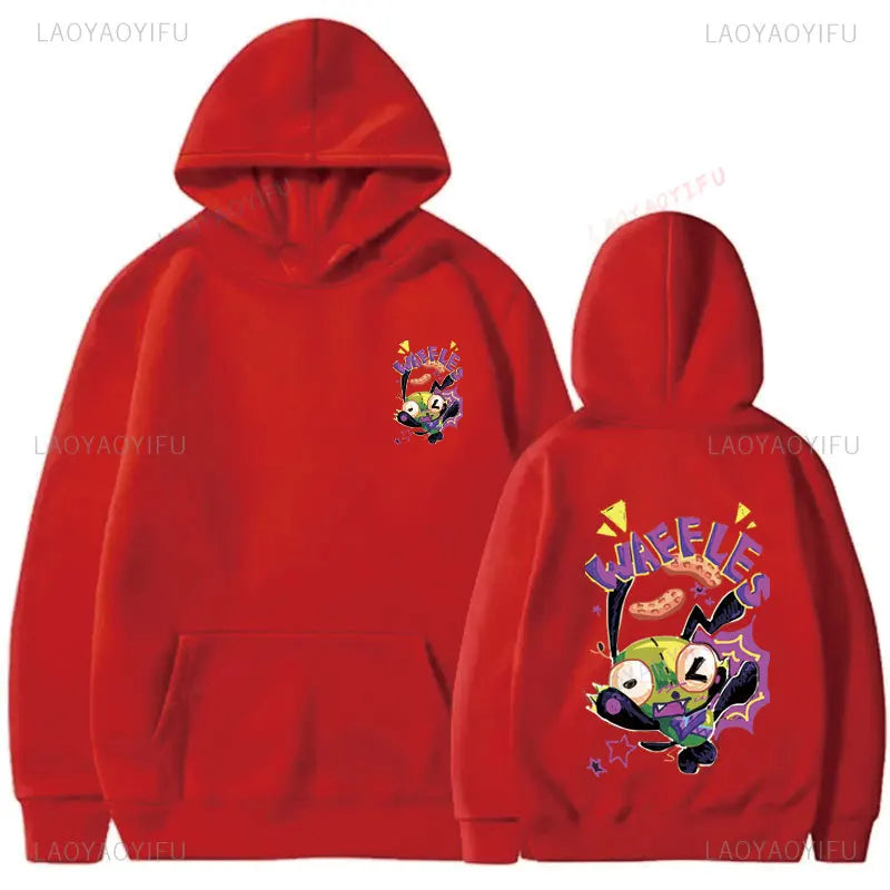 Cute Cartoon Invader Zim Invader Gir Graphic Zim Image Pullover Men Women Retro Thermal Hoodie Fashion Hoodie Streetwear Tops