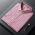 New Men's Casual Striped Short Sleeved Lapel Shirt for Summer Fashion Comfort No Ironing Wrinkle Resistant Top