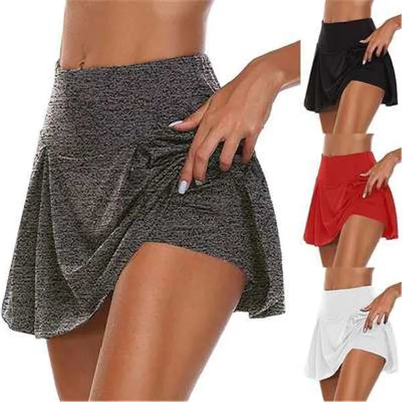 S-5XL 13 Colors Women Loose Fake Two Pieces Skirts Summer Female High Waist Solid Color Safety Dance Sport Short Skirts