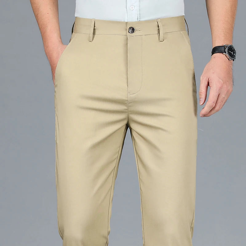 2024 Summer New Men's Bamboo Fiber Thin Casual Pants Classic Style Business Fashion Stretch Cotton Trousers Male Luxury Brand