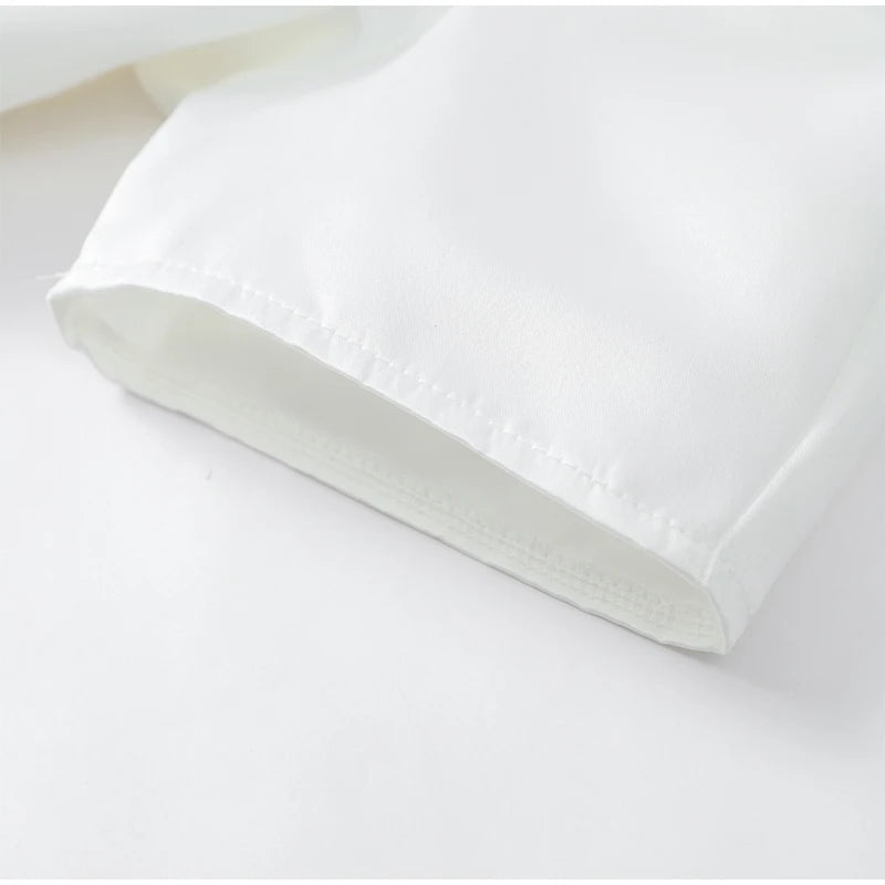 Chic White Lantern Sleeve Shirt Women Solid Stand Collar Stand Collar Slim Shirts Lady Casual Tops Commute Outwear 2026 New