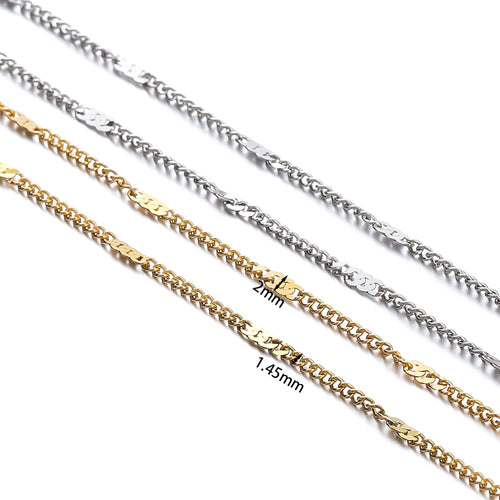 2Meter Stainless Steel Chains Flat Chain for DIY Necklace Bracelet Anklet Jewelry Making Accessories Supplies  Wholesale