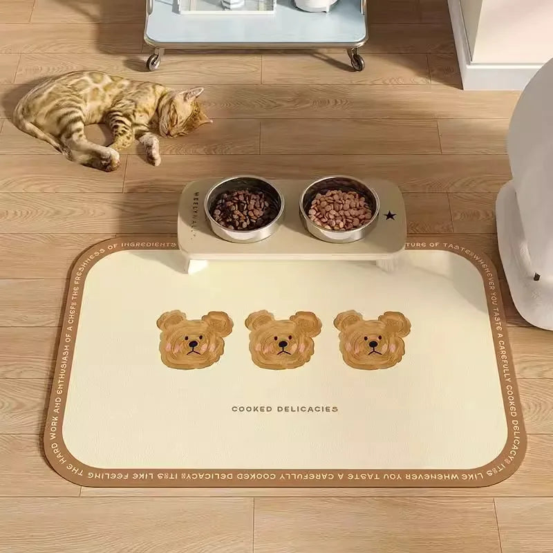 VIKAMA Pet Placemat, Dog Food Mat, Anti-Slip And Leak-Proof Cat And Dog Food Bowl Mat, Diatom Mud Pet Supplies Carpet