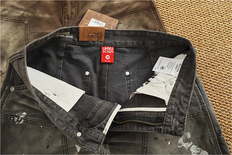 Heavy washing to do old shorts men high quality woven nail texture heavy cargo five quarter pants tide