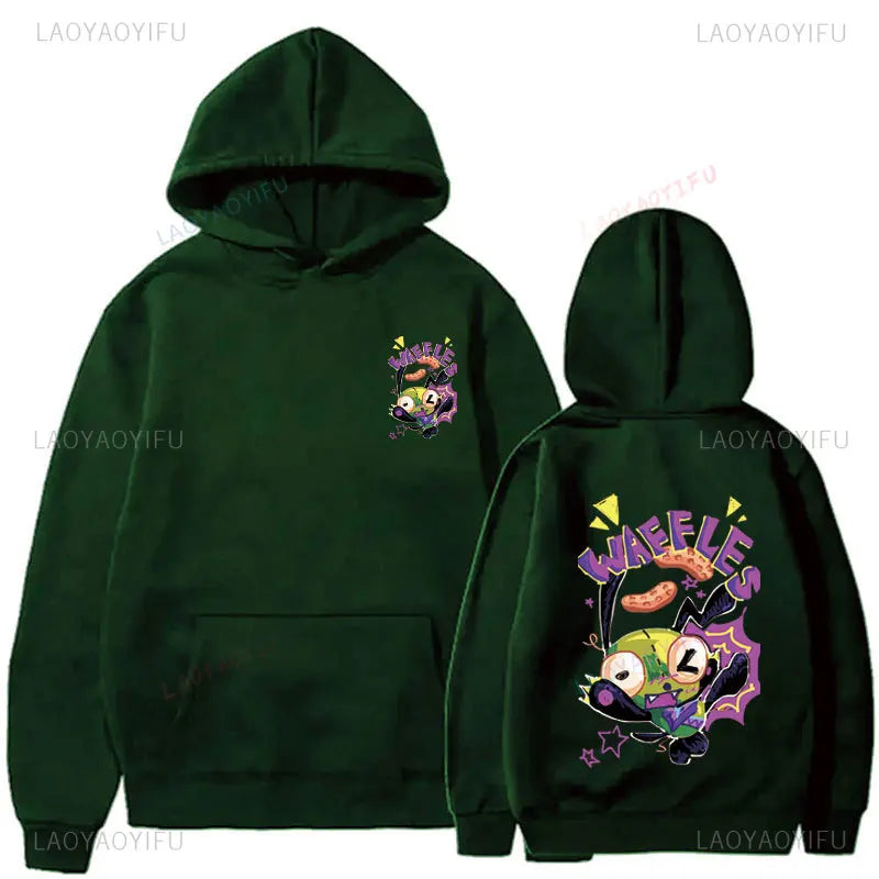 Cute Cartoon Invader Zim Invader Gir Graphic Zim Image Pullover Men Women Retro Thermal Hoodie Fashion Hoodie Streetwear Tops