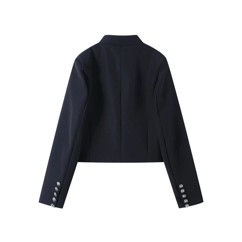 Elegant Long Sleeve Stand Collar Coats 2026 Spring New Retro Military Breasted Jacket For Women Lady High Street Chic Outerwear