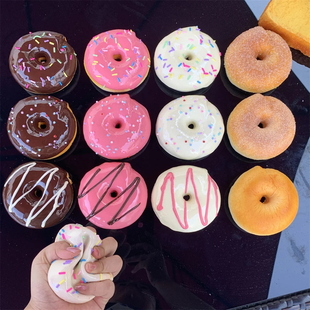 4inch Vanilla Soft Kit Kid Bagel Bread Model False Donuts Toy Gift Wall DIY Decoration Props Sugar Needle Nutella Soft extrusion
