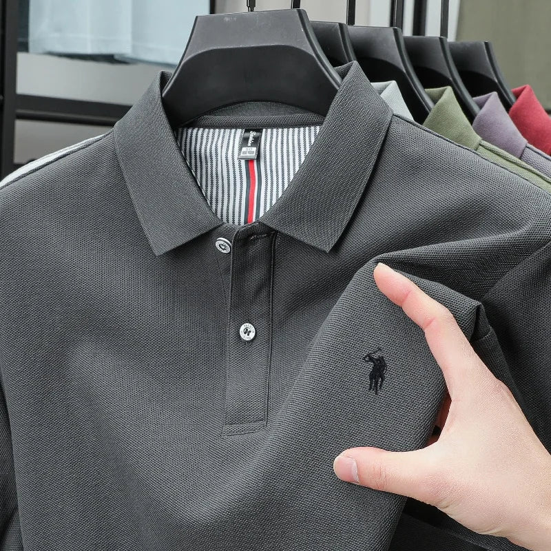 Luxury Autumn and Winter New Paul Brand Embroidered T-Shirt Top High-End Mens Business Casual Comfortable Hot-Selling Polo Shirt