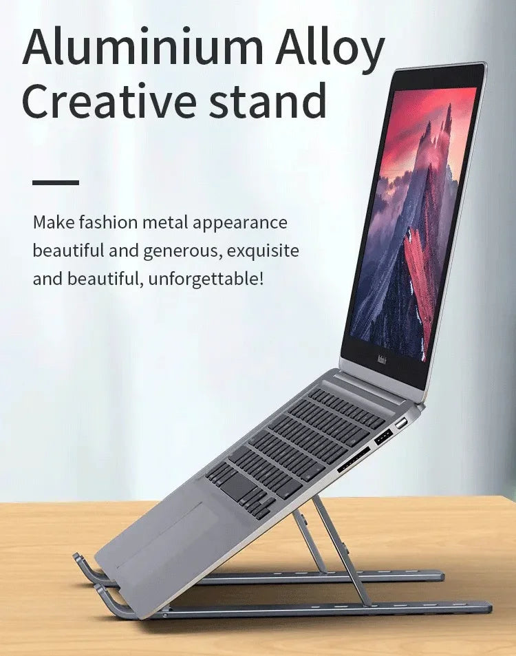 Laptop Stand Aluminum Alloy Anti-Slip Anti-Fall Foldable Height-Adjustable Tablet Stand Suitable for Books and Computers