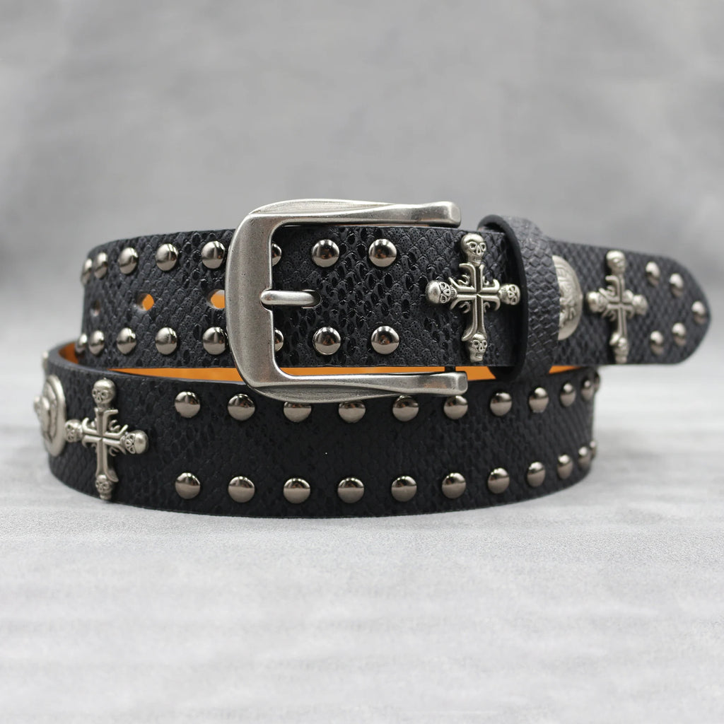 Rivet PU  Leather men's belt Fashion alloy belts Buckle luxury brand jeans belts for men business belt female belt