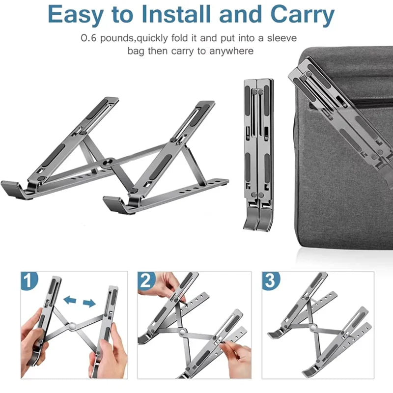 Laptop Stand Aluminum Alloy Anti-Slip Anti-Fall Foldable Height-Adjustable Tablet Stand Suitable for Books and Computers