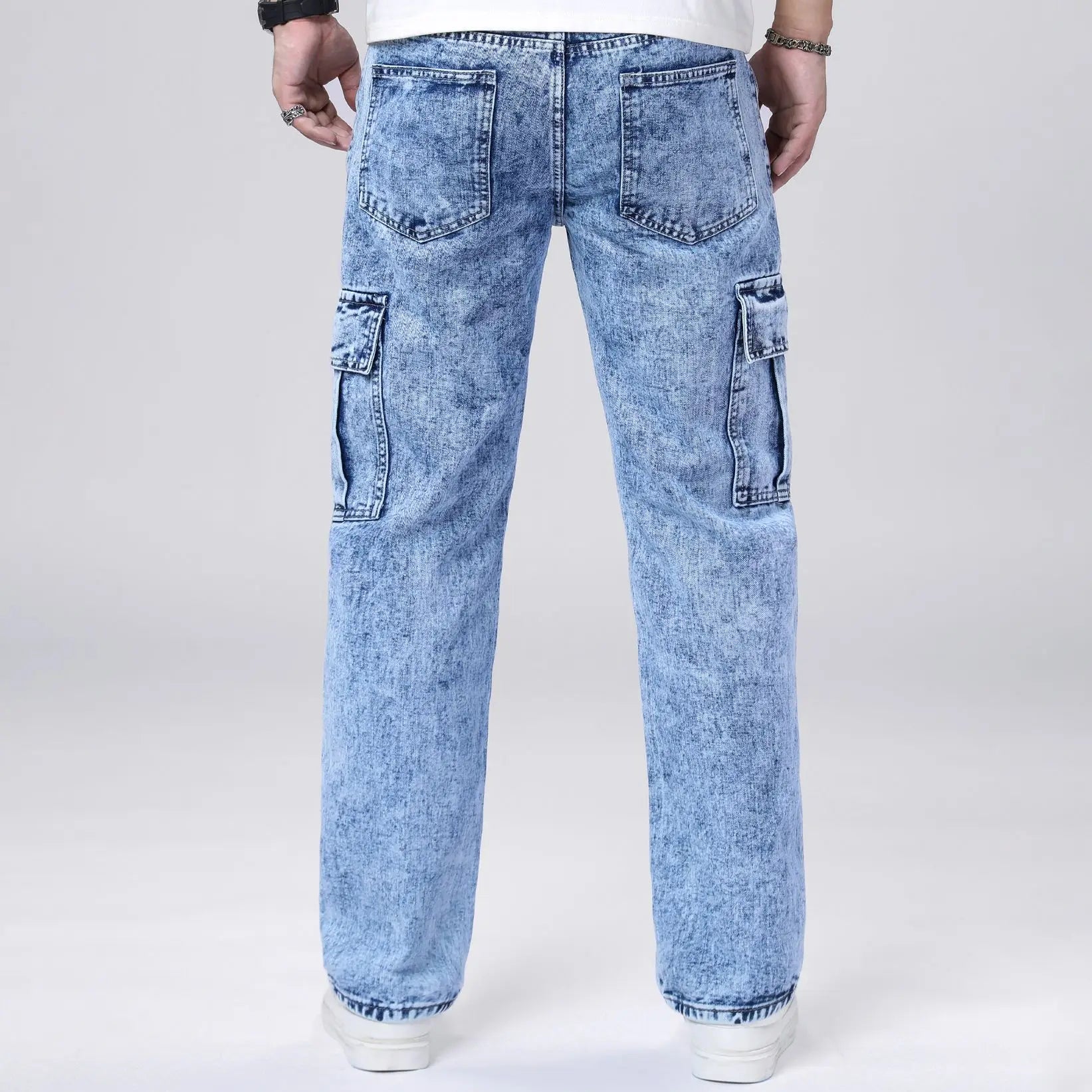 Men's Loose Straight Leg Jeans American Fashion Brand Casual Workwear Comfortable Fit Classic Style
