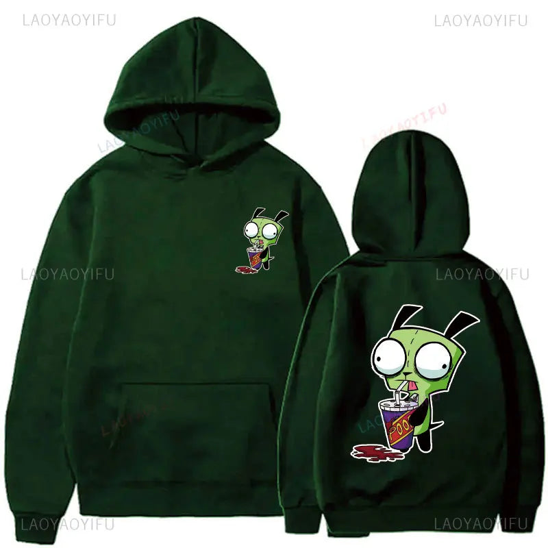 Cute Cartoon Invader Zim Invader Gir Graphic Zim Image Pullover Men Women Retro Thermal Hoodie Fashion Hoodie Streetwear Tops