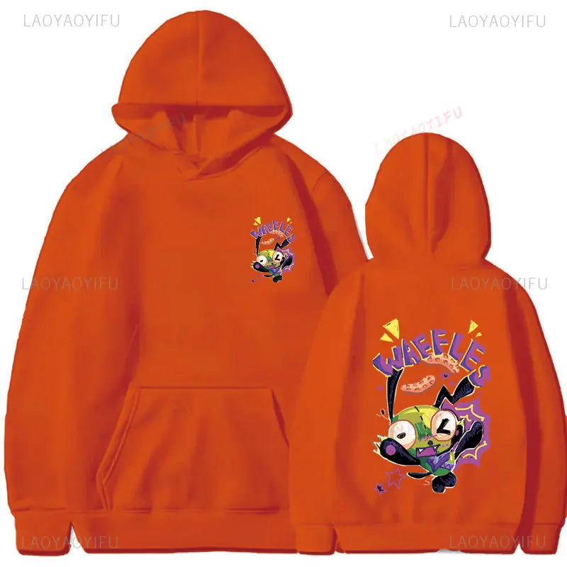 Cute Cartoon Invader Zim Invader Gir Graphic Zim Image Pullover Men Women Retro Thermal Hoodie Fashion Hoodie Streetwear Tops