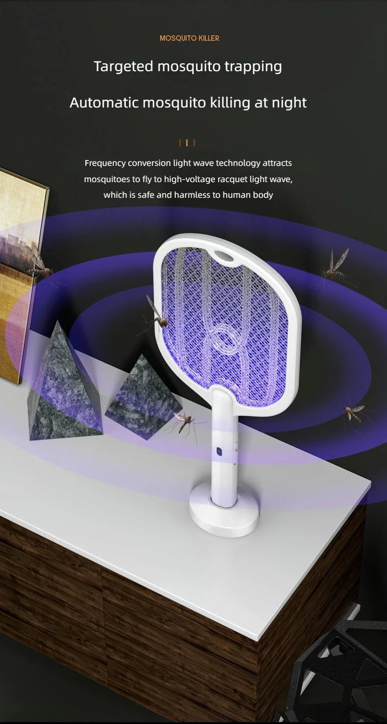Upgraded 3000V Mosquito Swatter with TYPE-C Charging, 3 in 1 Electric Mosquito Swatter, Mosquito Killer Lamp