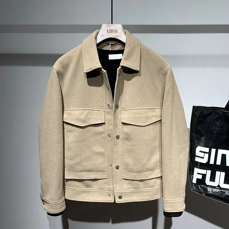 Jacket Men's Lapel Loose and Simple Jacket Trendy Brand Youth Coat Fashionable and Personalized Top Men