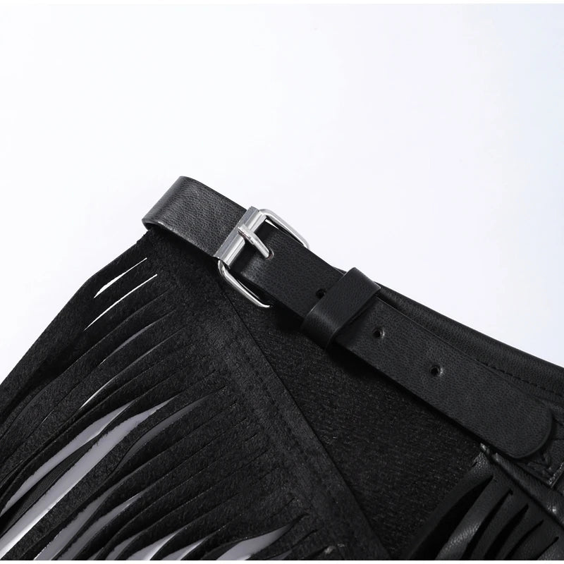 Tassel Leather Corset Belt Accessory Women's Solid High Street Fringe Scarf Belt 2026 Spring Summer Edgy Chic All-match Outfit