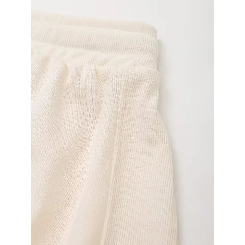 Plush Ensemble Femme 2 Piece COTTON Short Sets for Women Two Colors Text Print O-neck Sweatshirts + Mid Elastic Waistband Shorts