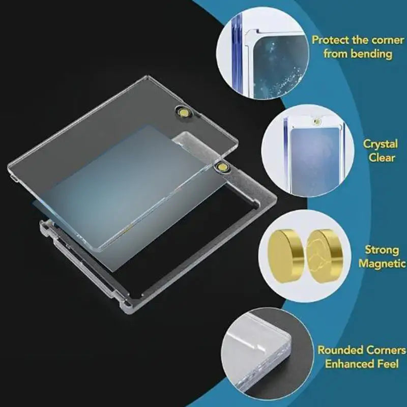 1-10Pcs Clear Card Holder Magnetic Holder Trading Cards Protectors Hard Plastic Sleeves Display Baseball Sports Standard Card