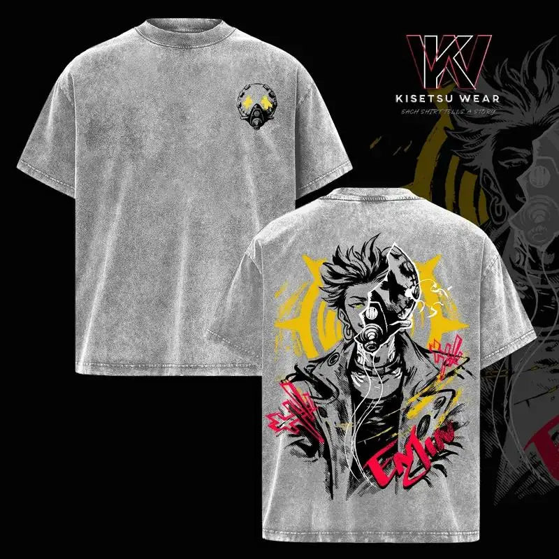 Enjin GACHIAKUTA T Shirt Men Women Tshirt Washed Cotton T-shirt Clothing Summer Short Sleeve Oversized Tees Harajuku Streetwear