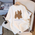 Soft Cuteness Alert  Korean Style T Shirt Cute Fun Pattern Print Loose Short  Sleeve White Top for Women Casual Summer Clothing