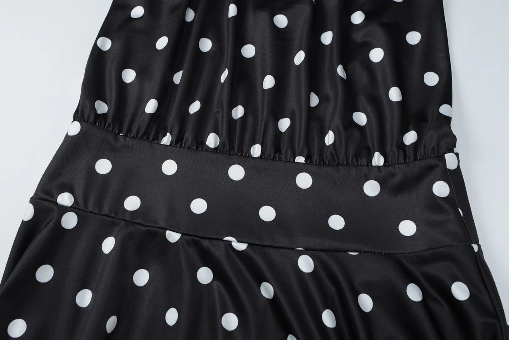 Hugcitar Polka Dot Print Halter Sleeveless Backless Bandage Sexy Slim Mini Dress Summer Women Fashion Outfit Party Vacation