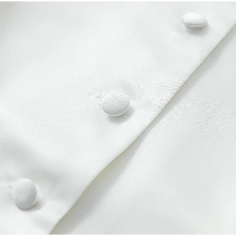 Chic White Lantern Sleeve Shirt Women Solid Stand Collar Stand Collar Slim Shirts Lady Casual Tops Commute Outwear 2026 New