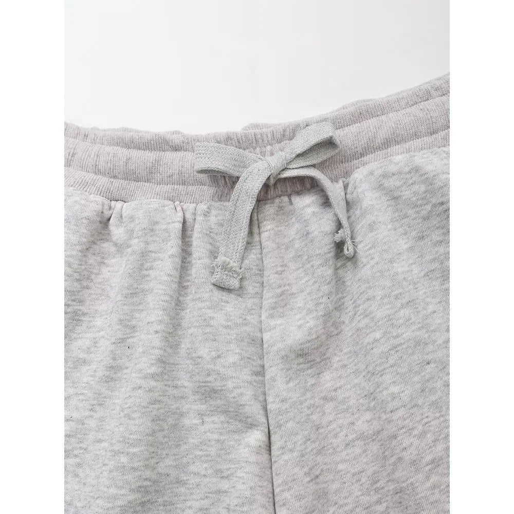 Plush Ensemble Femme 2 Piece COTTON Short Sets for Women Two Colors Text Print O-neck Sweatshirts + Mid Elastic Waistband Shorts