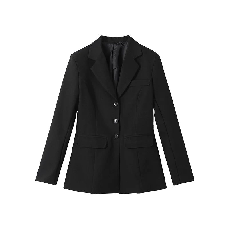 2026 Spring New Solid Lapel Blazer Jacket For Women Elegant Long Sleeve Waist Suit Coats Office Lady Chic Commute Tops