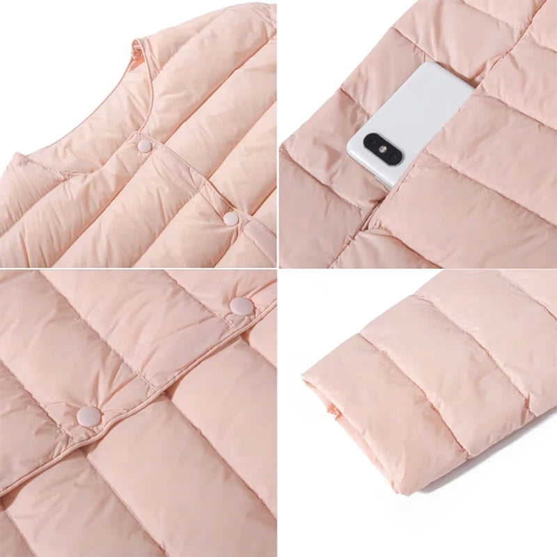 12 Colors Women Long Sleeves 90% White Duck Down Female Slim Warm Inner Ultra Lightweight Packable Ski Jacket Down Liner Jackets