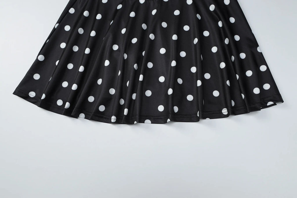 Hugcitar Polka Dot Print Halter Sleeveless Backless Bandage Sexy Slim Mini Dress Summer Women Fashion Outfit Party Vacation
