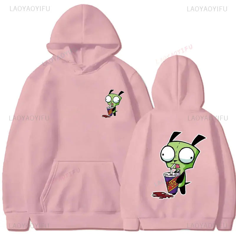 Cute Cartoon Invader Zim Invader Gir Graphic Zim Image Pullover Men Women Retro Thermal Hoodie Fashion Hoodie Streetwear Tops