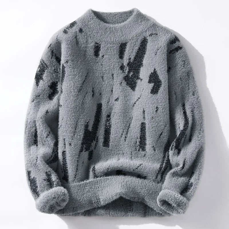 Autumn Winter Fashion Patchwork Knitted Sweater Men Youthful Vitality Streetwear Knit Pullovers Mens Slim Fit Y2K Sweater Tops