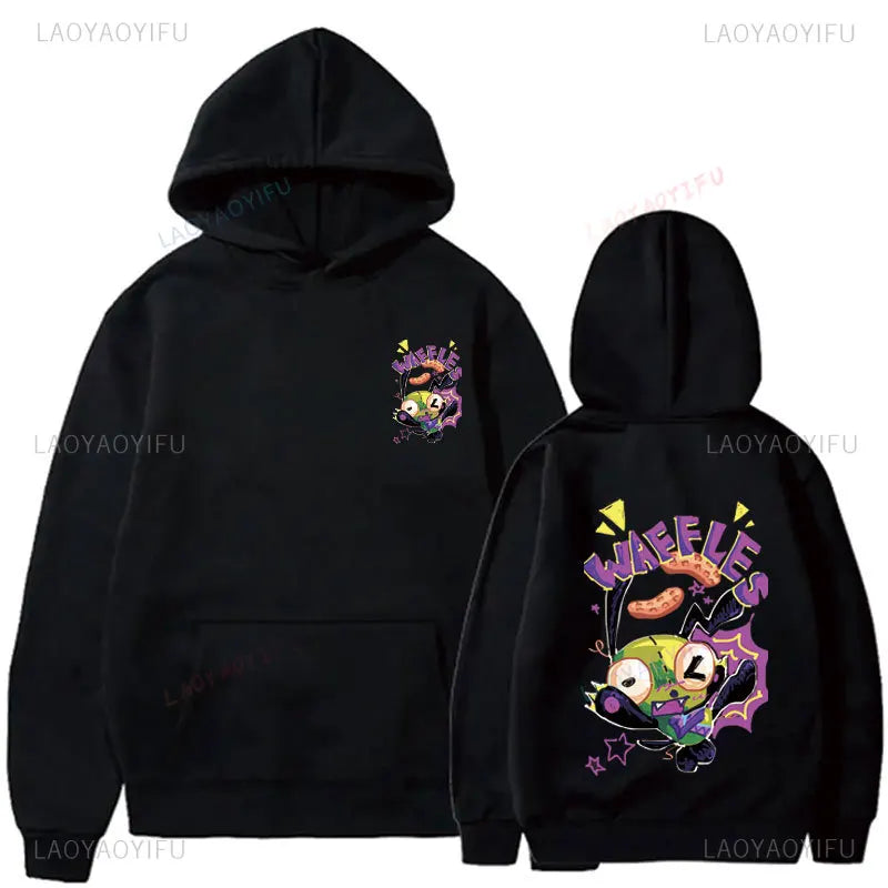 Cute Cartoon Invader Zim Invader Gir Graphic Zim Image Pullover Men Women Retro Thermal Hoodie Fashion Hoodie Streetwear Tops