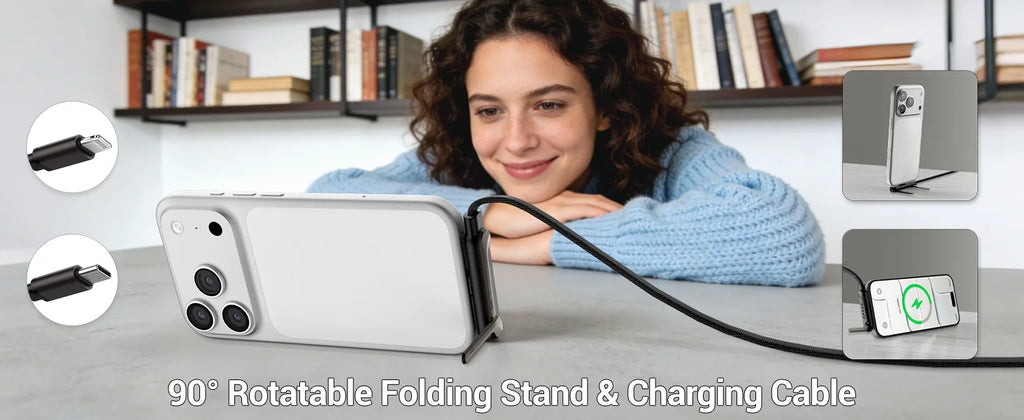 240/65w Fast Charging Foldable Bracket Data Cable 2-in-1 Data Wire Foldable Phone Tablet Stand Type-C to Type-C /USB-A to Type-C