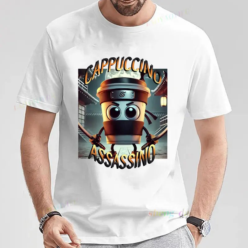 Camiseta Italian Brainrot Cappuccino Assassino T Shirt Men Women Summer O-neck Goth Vintage Official-website Casual Funny Tee
