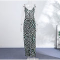 Women's Zebra Print Pants Set Casual V-neck Button Flowy Maxi Slip Top & Wide-leg Pants Lady 2026 Chic Beach Vacation Outfits