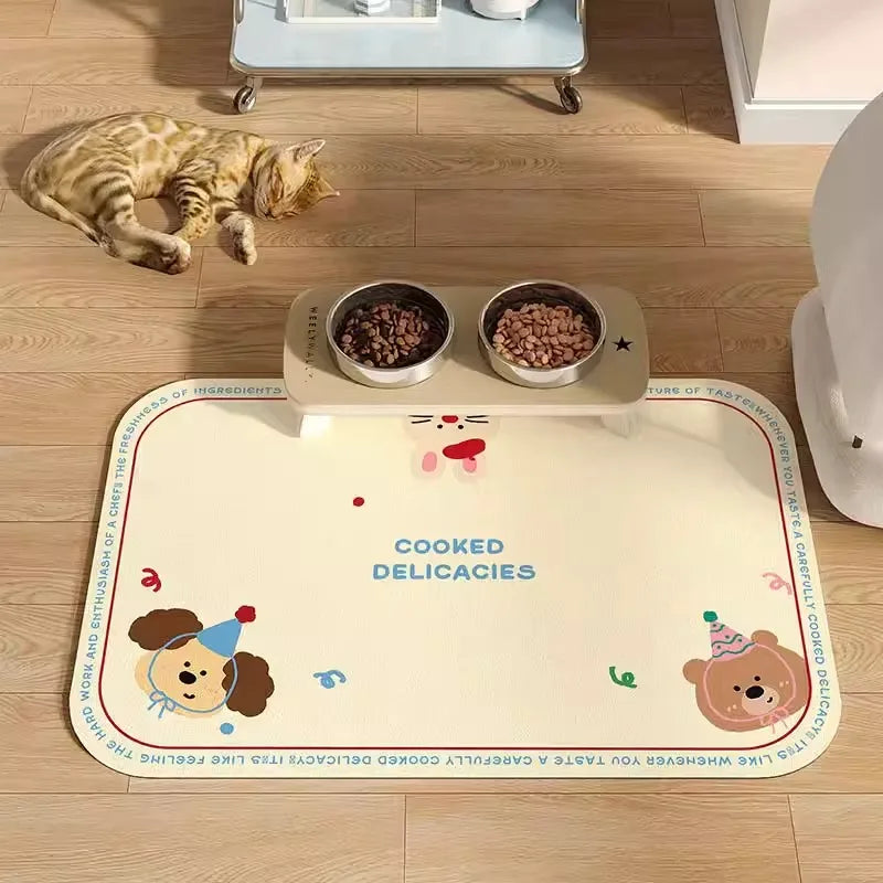 VIKAMA Pet Placemat, Dog Food Mat, Anti-Slip And Leak-Proof Cat And Dog Food Bowl Mat, Diatom Mud Pet Supplies Carpet