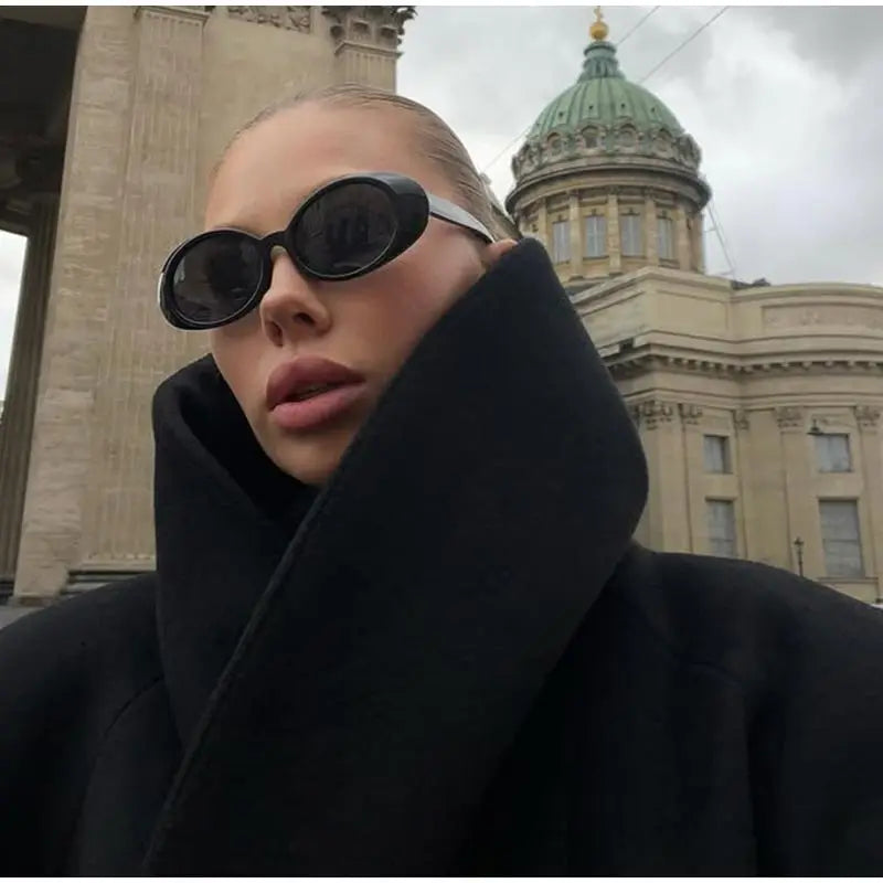 Black Stand Collar Woolen Coats Women's High Street Buttons Full Sleeve Short Overcoats 2026 Spring New Female Solid Outwear