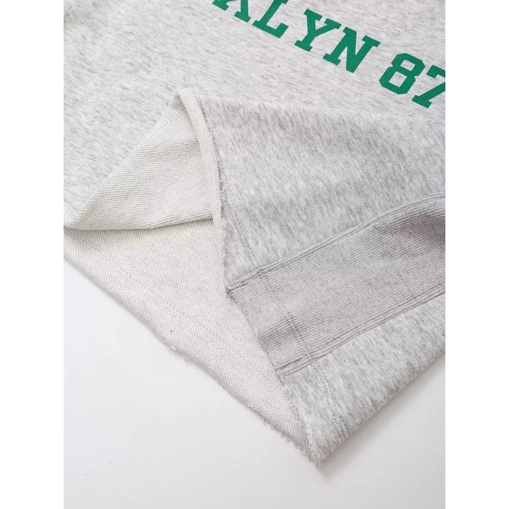 Plush Ensemble Femme 2 Piece COTTON Short Sets for Women Two Colors Text Print O-neck Sweatshirts + Mid Elastic Waistband Shorts
