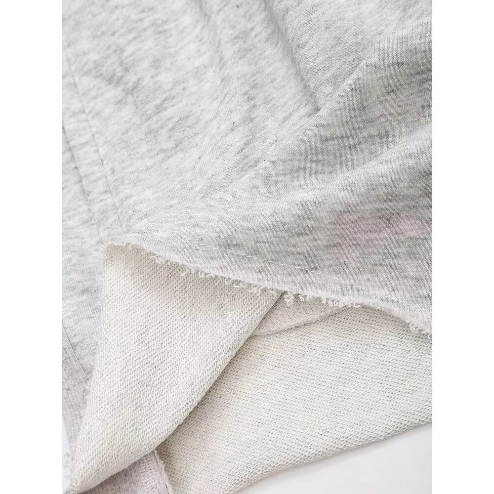 Plush Ensemble Femme 2 Piece COTTON Short Sets for Women Two Colors Text Print O-neck Sweatshirts + Mid Elastic Waistband Shorts