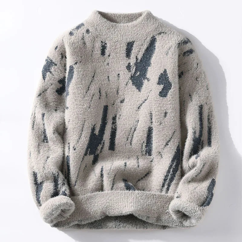 Autumn Winter Fashion Patchwork Knitted Sweater Men Youthful Vitality Streetwear Knit Pullovers Mens Slim Fit Y2K Sweater Tops