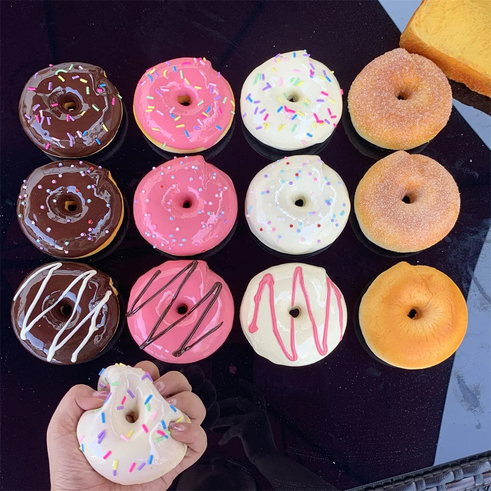 4inch Vanilla Soft Kit Kid Bagel Bread Model False Donuts Toy Gift Wall DIY Decoration Props Sugar Needle Nutella Soft extrusion