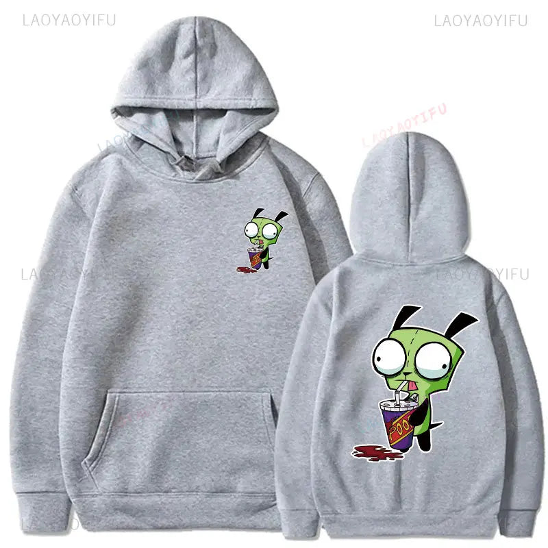 Cute Cartoon Invader Zim Invader Gir Graphic Zim Image Pullover Men Women Retro Thermal Hoodie Fashion Hoodie Streetwear Tops