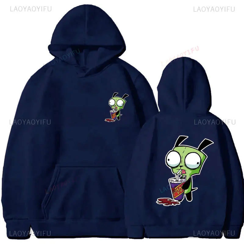 Cute Cartoon Invader Zim Invader Gir Graphic Zim Image Pullover Men Women Retro Thermal Hoodie Fashion Hoodie Streetwear Tops