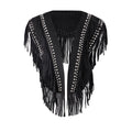 Women Studded Suede Collar Shawl Scarf Wrap Western Fringe Vest Boho Hippie Cowgirl Outfits